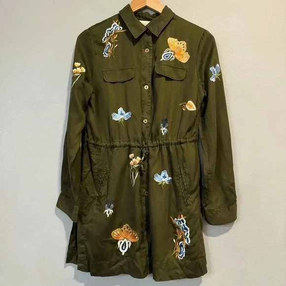 Chico’s Embroidered Anorak Jacket Utility Military Eclectic Casual Chic Boho 4 - Picture 2 of 8